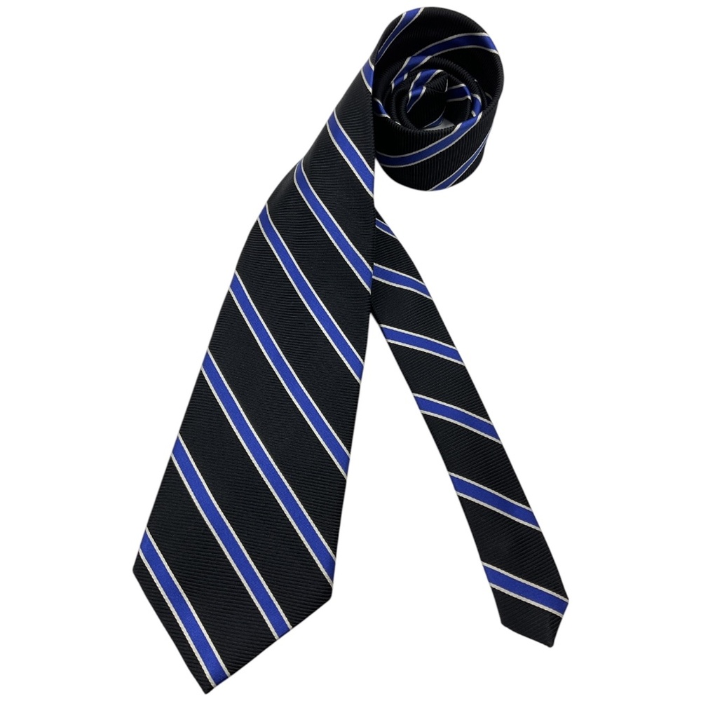 BROOKS BROTHERS Black/Blue Striped Silk DESIGNER Tie USA